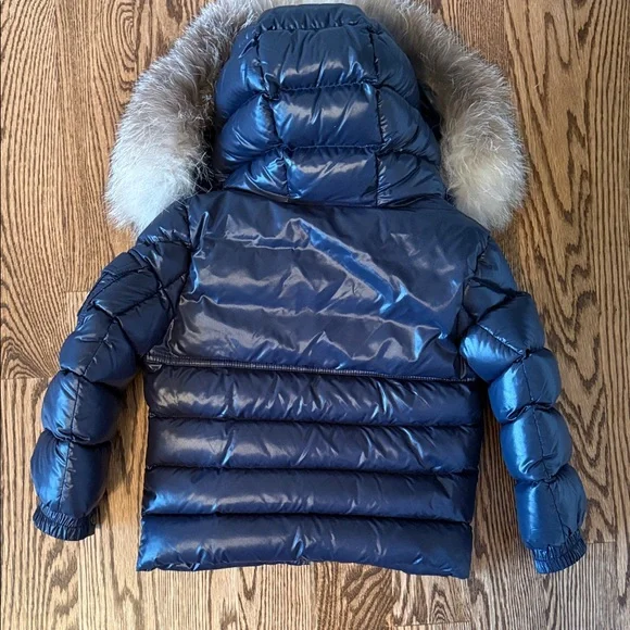 Moncler Dark Blue Puffer Jacket with Detachable Fur Trim Hood 4T Authentic - Picture 2 of 9